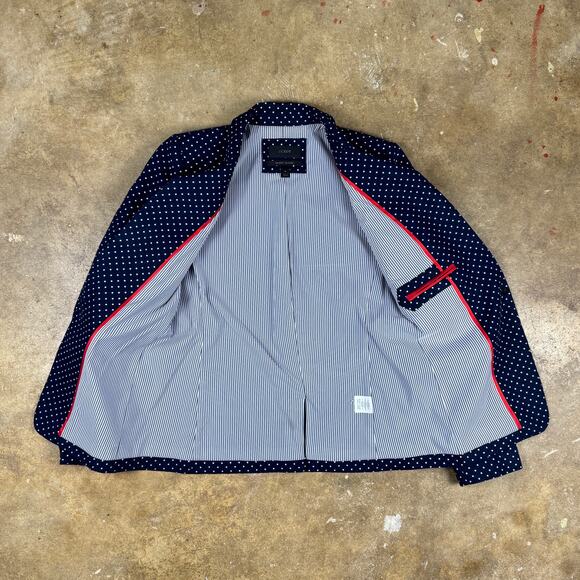 J.Crew Regent Blazer Women’s Size 4 Navy White Polka Dot Linen Jacket - Picture 4 of 12